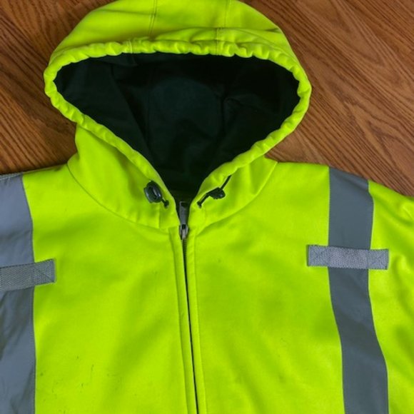 XL Hi Visibility Insulated Full Zip PPE black/neon Green - Picture 7 of 9